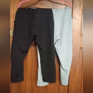 Women's Black and Light Blue Leggings